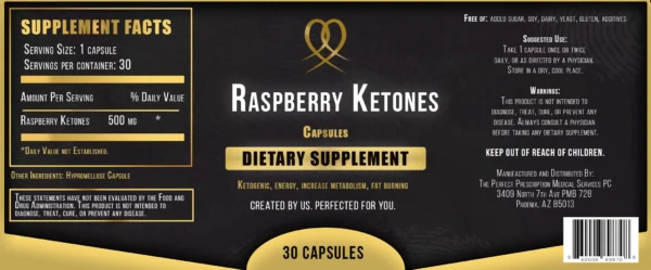 Raspberry Ketones 500mg - 30 Capsules - Image 2